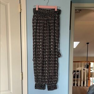 Anthropologie Black and Pink Track Pants with Relaxed Fit